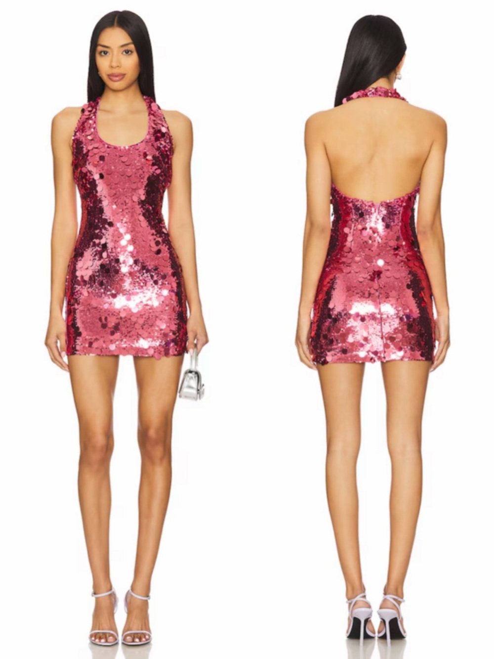 Lovers and Friends Mia Embellished Mini Dress in Hot Pink Sequin Small NEW! NWT!